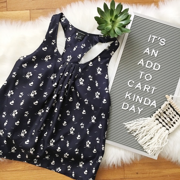 Club Monaco Tops - Club Monaco 100% silk navy printed blouse S